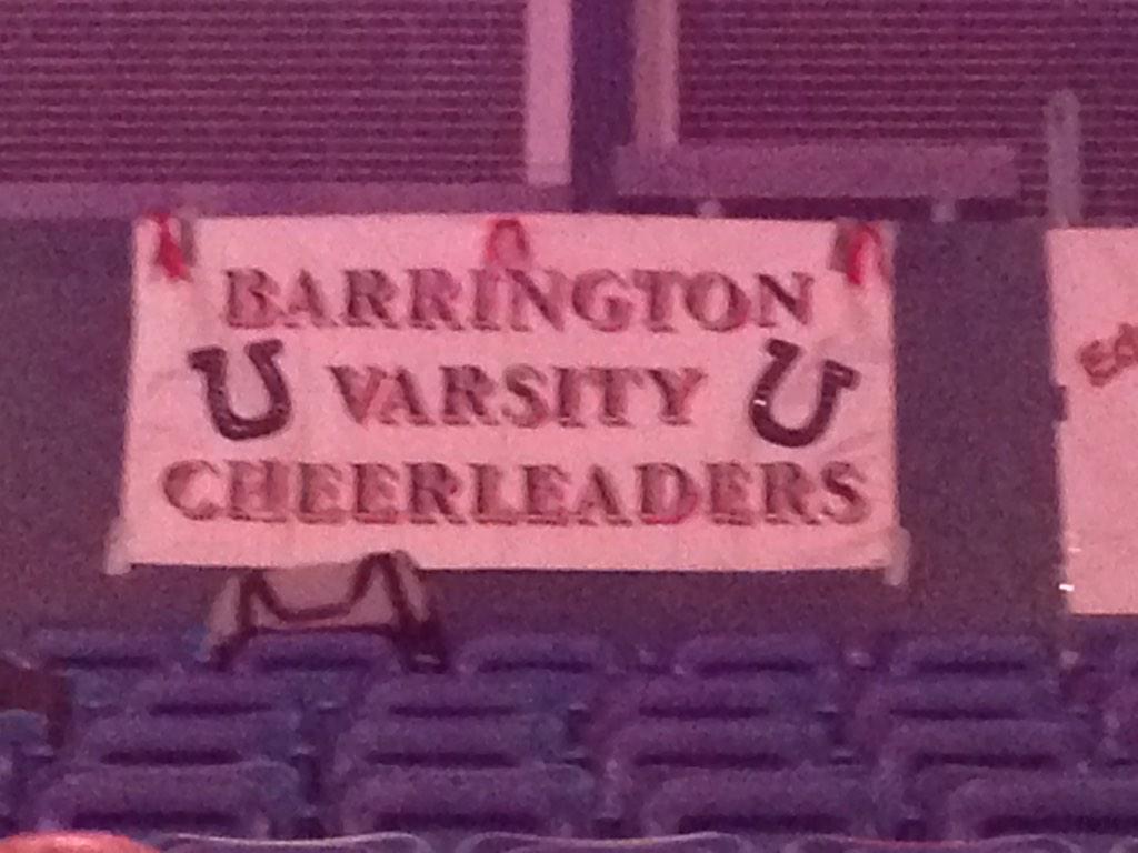 gailahoward's tweet photo. Seats, Sign, Fans. Time to cheer. Let's go Broncos! @BarringtonCheer #chamily #herdwork http://t.co/wFIReSDalP