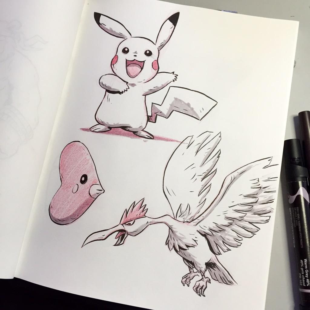 CamKendell's tweet photo. Drew a few #Pokemon with/for my kids the other night.
#pikachu #fearrow #luvdisc http://t.co/QLNSWLBfO6