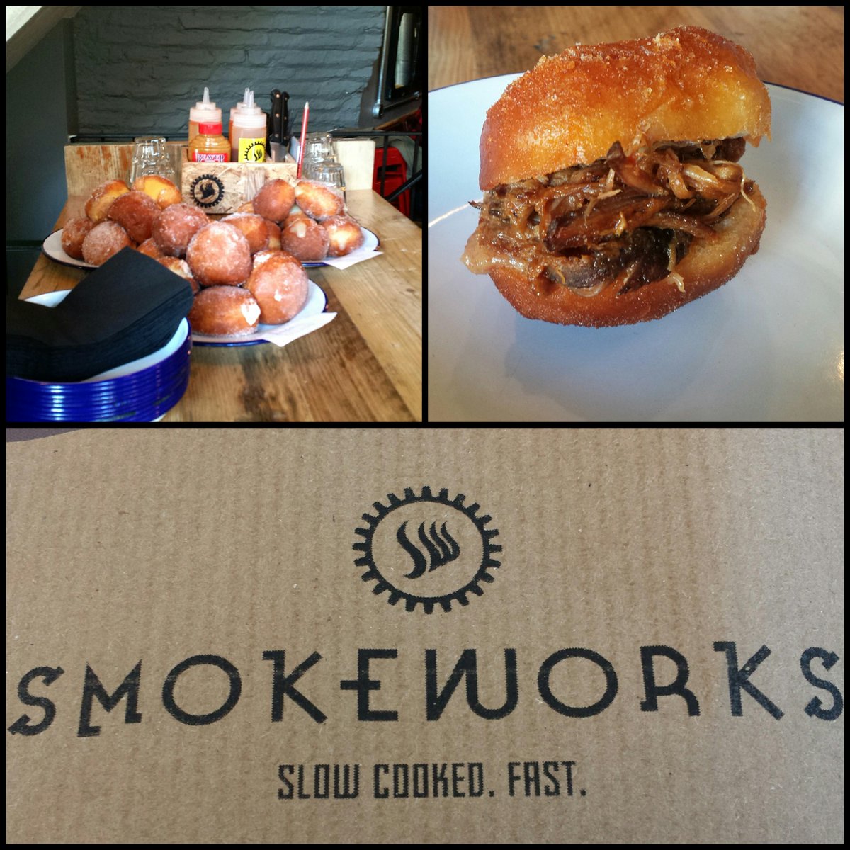 TeaTimeTreatery's tweet photo. Delicious donut tasting, loved the pulled pork one! @SmokeWorksBBQ @MissSueFlay @Flavour105 @Pippa_CTx @MaxDFree http://t.co/MWLf7yB6fq