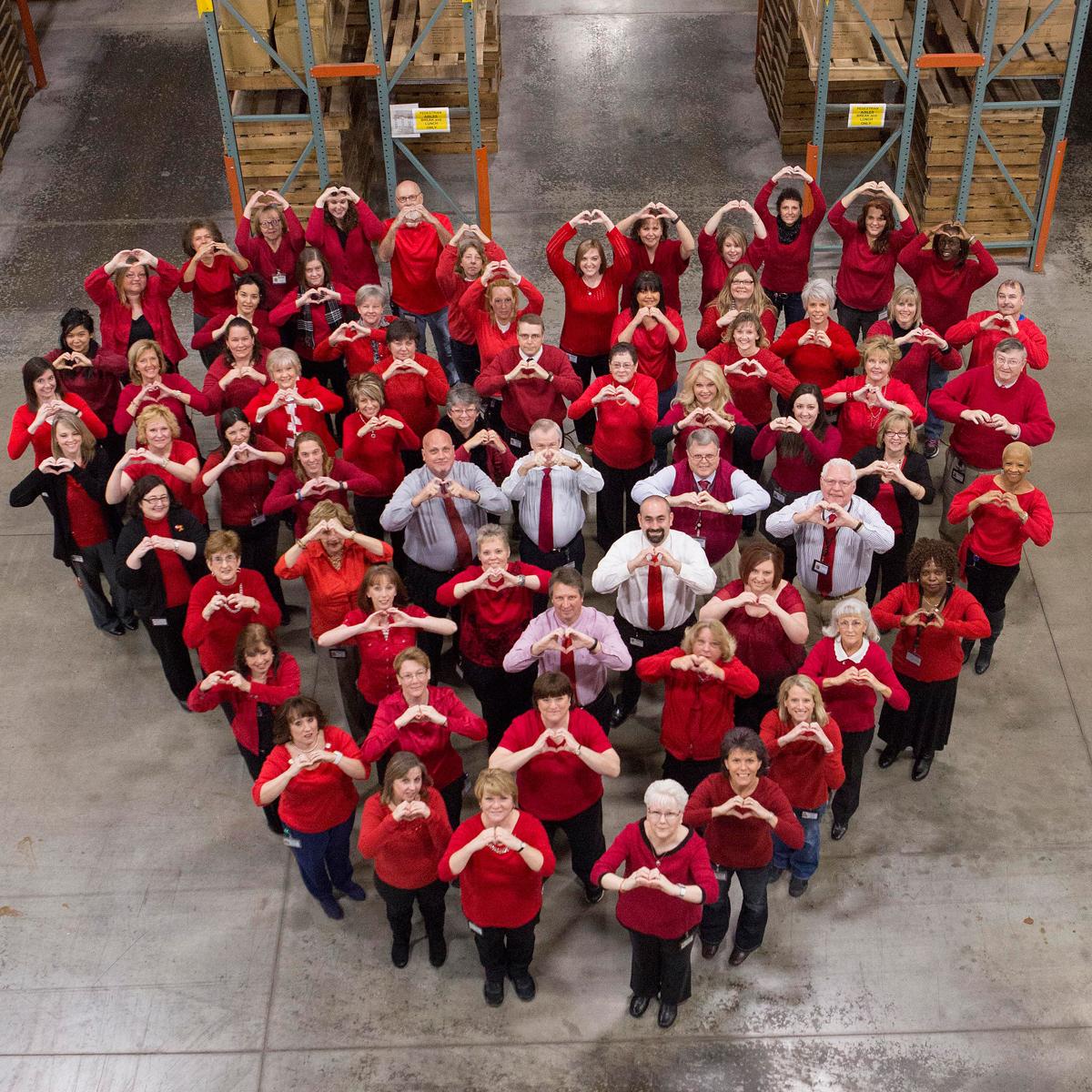 SHOEDEPT's tweet photo. We at SHOE SHOW, INC.  are showing our support for #NationalWearRedDay! We accepted a #GoRedChallenge to #GoRedTODAY! http://t.co/S0M5vAZIuh