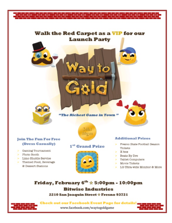 WayToGold's tweet image. Here are the details for the #WayToGoldLaunchParty at @BitwiseFresno!