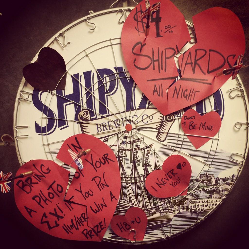 erinblake87's tweet photo. Join @ThirstyMooseNH for the #AntiV-Day #Party Feb 14!! Pin your Ex and Win!! #CraftBeer @ShipyardBrewing http://t.co/9TQ0jhtTtO