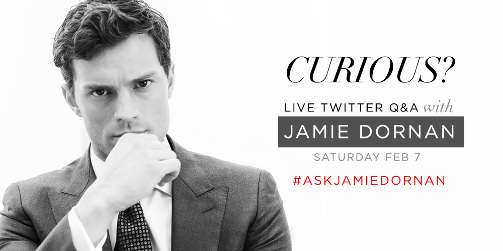 FiftyShades's tweet photo. Curious about #FiftyShades? Join @JamieDornan for a Twitter Q&amp;A at 1PM PT tomorrow! Tweet your Qs w/ #AskJamieDornan. http://t.co/bGe8KmmSKQ