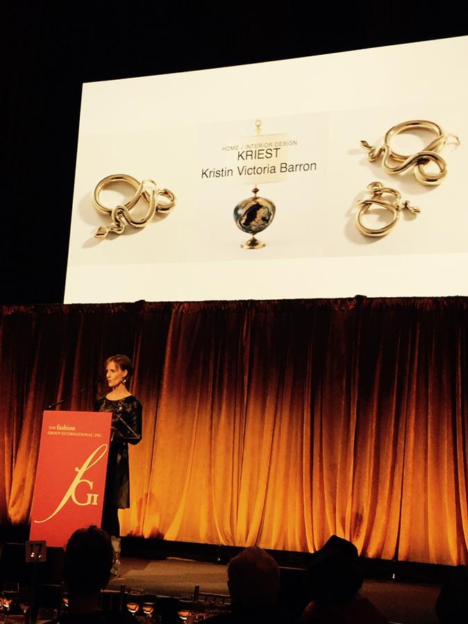 Kate jelly smith presents Interior Design award at Hearst sponsored FGI/Rising Star Awards!