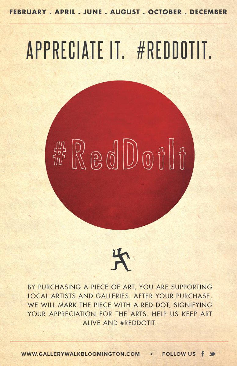 Don't forget to #RedDotIt when you buy artwork! Learn more at gallerywalkbloomington.com/reddotit-campa…