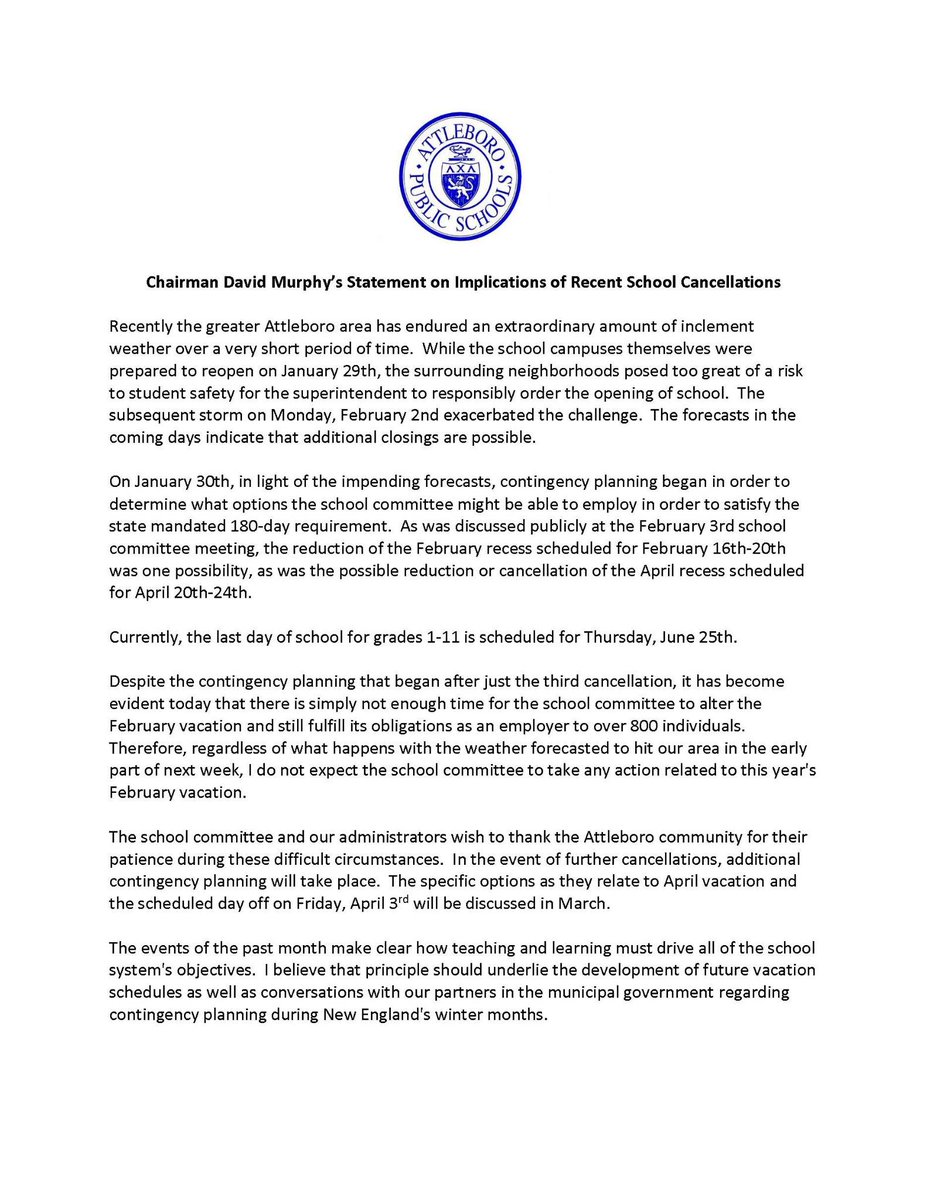 Please see Chairman Murphy's statement below