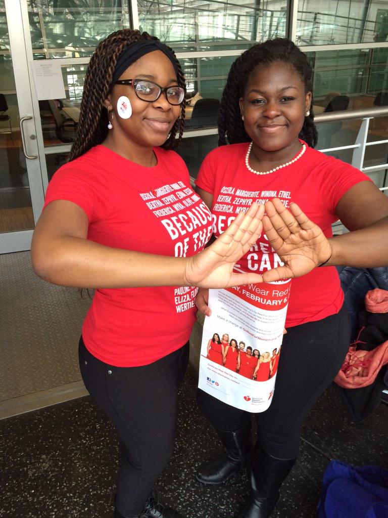 DeiWest's tweet photo. "@Mighty_Rho: Tabling for National Wear Red Day! #GoRed #DeltaGoesRed http://t.co/7YcsXyDPlM" #DSTGoesRed #DST #DSTRho #DST102 #DST1913