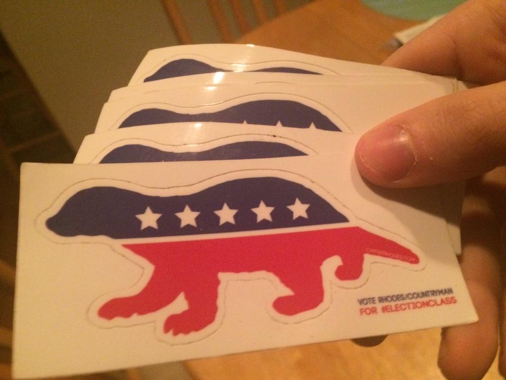 bradslavin's tweet photo. Just found these in my jacket pocket. @CRhodes2012 lives on. #HoneyBadger #electionclass http://t.co/eoQvvELFJQ
