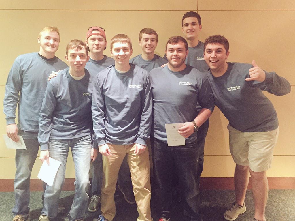PhiDeltSEMO's tweet photo. Congratulations to the eight guys that signed bids with us today! #springrush2015 http://t.co/BIFm2y0TFs