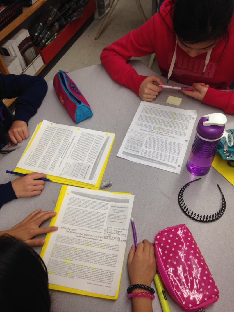 TheNelsunCrew's tweet photo. Identity Politics in the Junior Grades: students reading @MzNelsun's article in the @YRDSB EngagedInEquityNewsletter http://t.co/dY4uYzDN0s