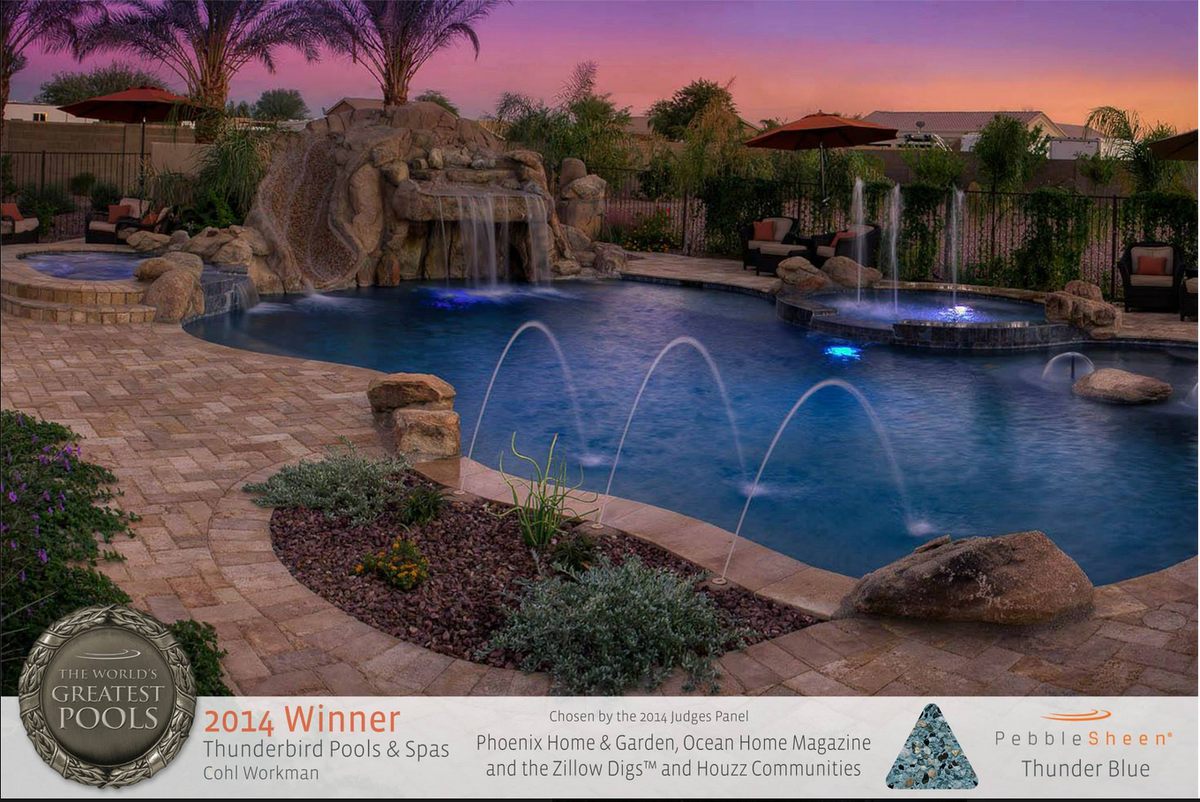 “<a href="/ThunderbirdPool/">Thunderbird Pools & Spas</a>: Not just one, but 2 We won! #worldsgreatestpools #pebbletec #peroia ” #Wow #awesome