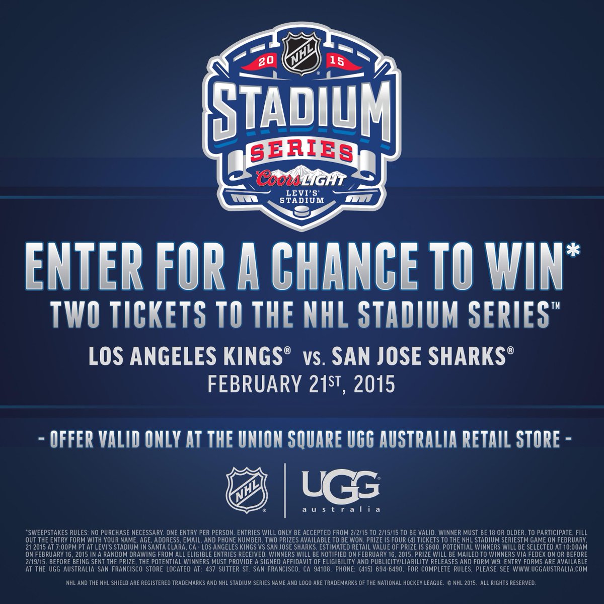We're days away from our #StadiumSeries drawing. Head to our SF store to enter for a chance to win tickets.