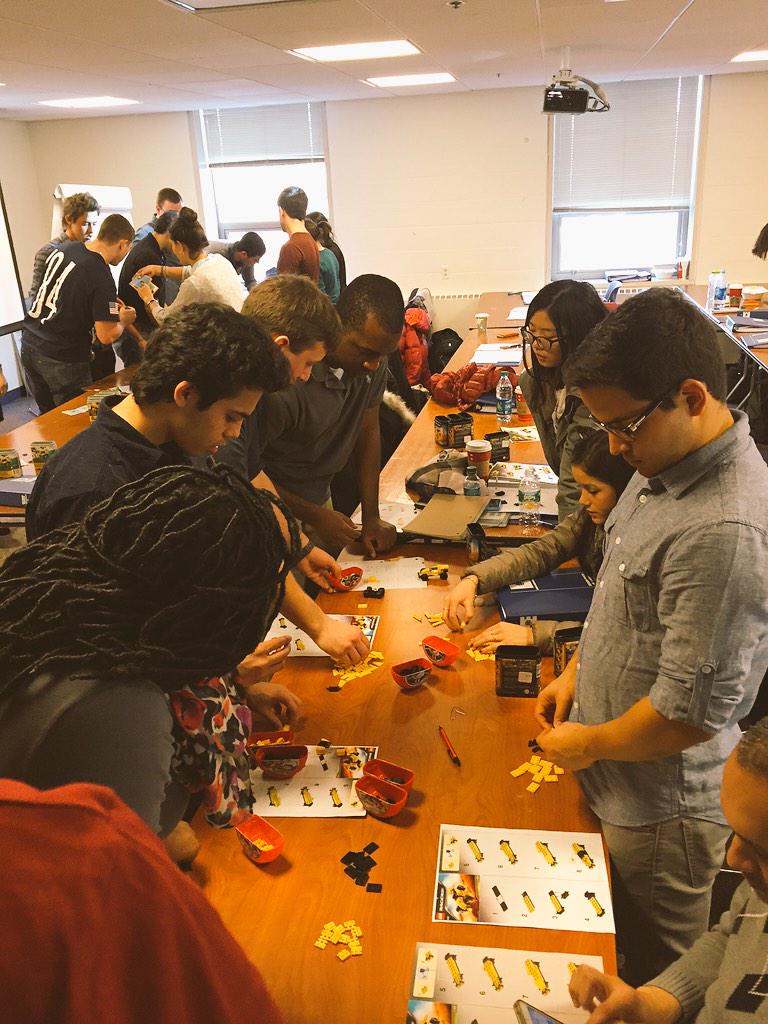 ochemesaleh's tweet photo. Making a Lean @LEGO_Group production line at the @IIENortheastern Lean Green Belt Training. #IIE #Northeastern http://t.co/dkjRUWfX3y