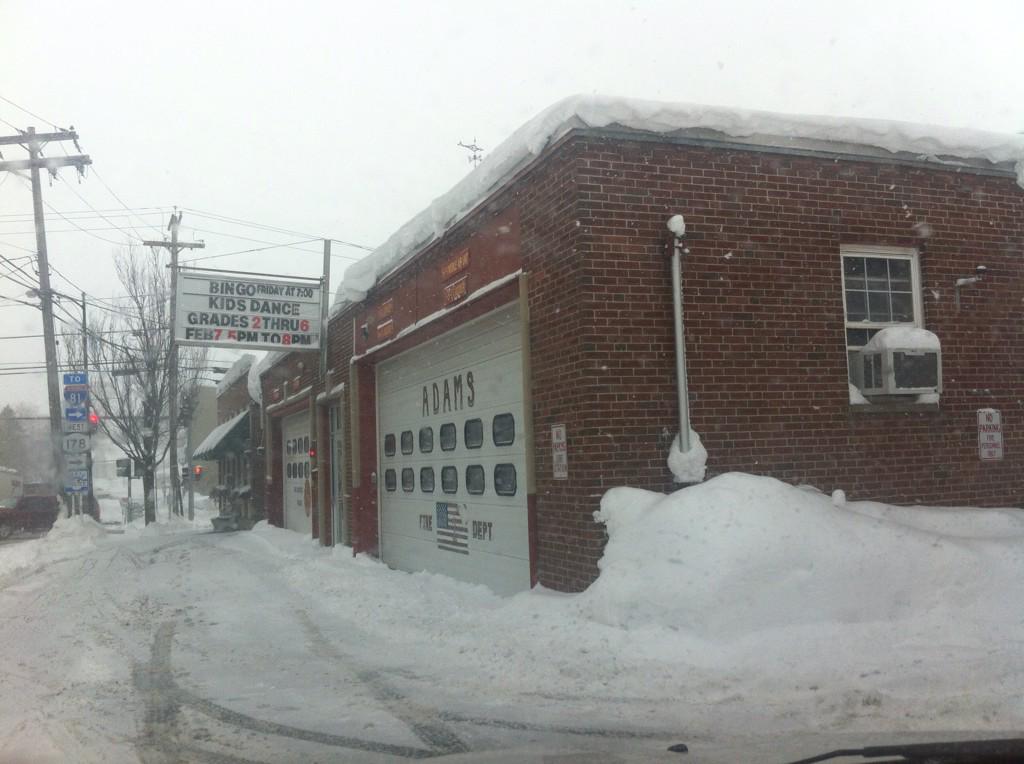 BrianDwyerTV's tweet image. Still a couple dozen people involved in the I-81 pile up at Pierrepont Manor at the Adams Fire Hall for shelter.
