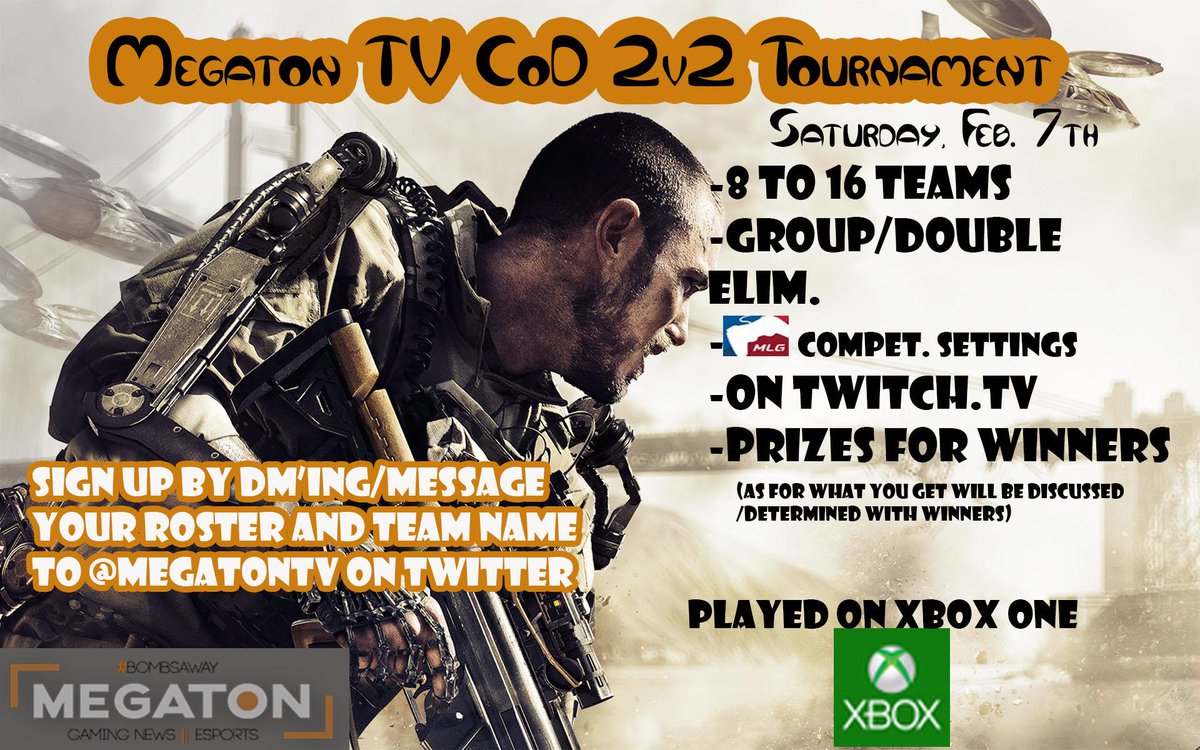 Chintzmiester's tweet photo. NEED a FEW more teams Sign up by Dming or tweet @MegatonTV w/team roster and name! #codAWtourney #MLGcod http://t.co/ZIgXwed3rP