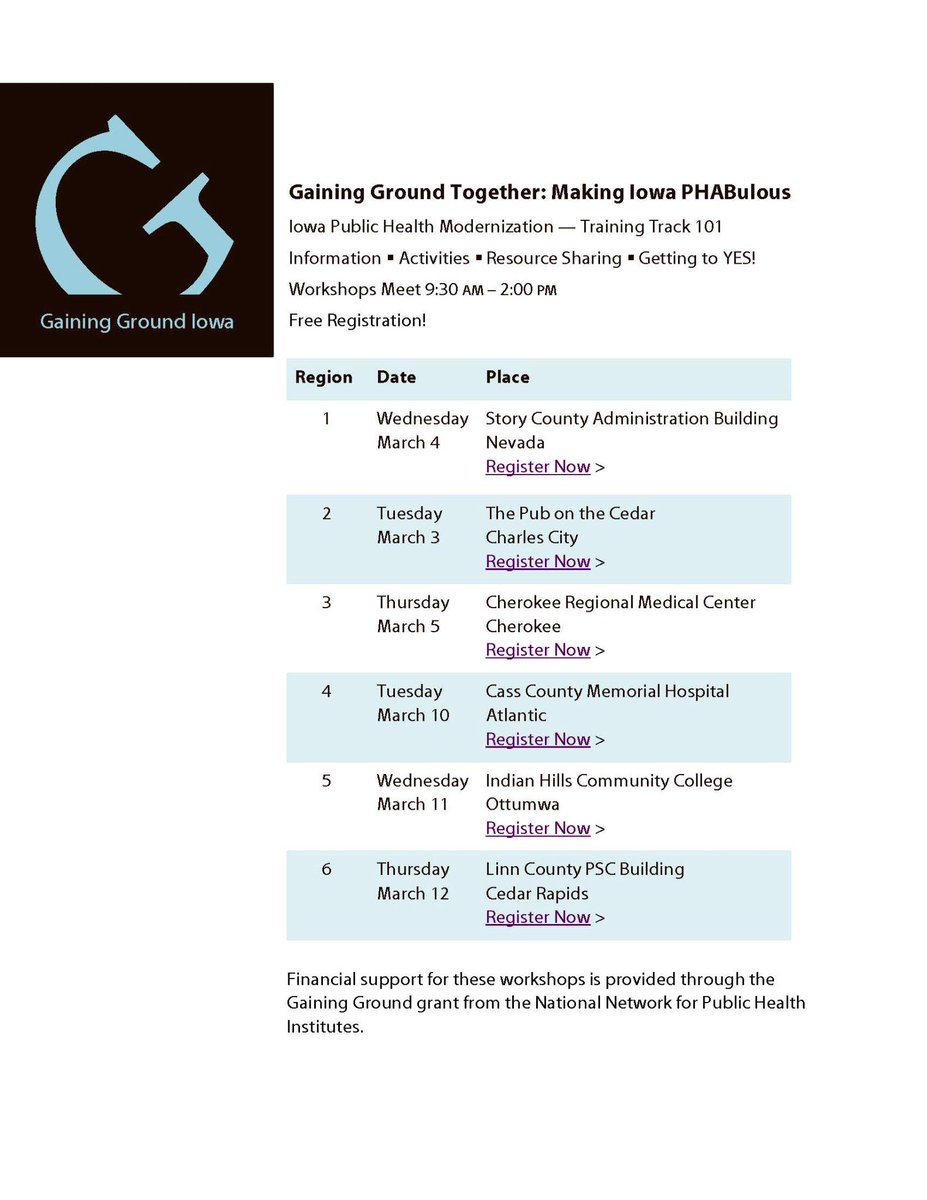 UMPHTC's tweet photo. Register for "Gaining Ground Together: Making Iowa PHABulous!” free workshop. #PHAB #iowa http://t.co/Cr15FZSo2G http://t.co/IbUHlwQKY6