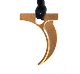 Gearnaut's tweet photo. Shoot for style with this gold trigger necklace on a deer skin leather chord. http://t.co/QJIvLbtZs1 http://t.co/QbRXrts988