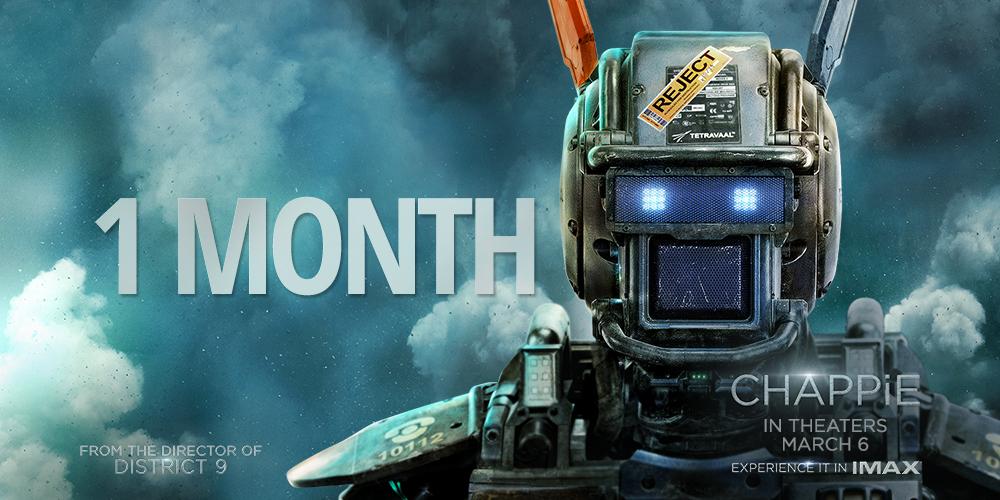 ChappieTheMovie's tweet image. In one month, humanity's last hope isn’t human. See #ChappieMovie in theaters and @IMAX March 6.