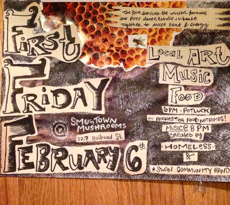 AuntRosies's tweet photo. Before  you dine with us you should go check out one of our favorite employees Art Work @ Smugtown Mushrooms. http://t.co/SymUVjkDyj