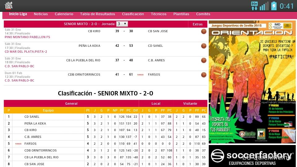 3@ J y clasif 2@ Div IMD Gr O. Líder <a href="/CDSANEL/">CD SANEL</a> <a href="/EquipoLaKeka/">Equipo Peña la Keka</a> <a href="/KiroCB/">CB Kiro(✸,✸)</a> <a href="/CBAnres/">CB Anres</a> <a href="/CBornitorrincos/">CDB Ornitorrincos</a> @BasketCigarrero