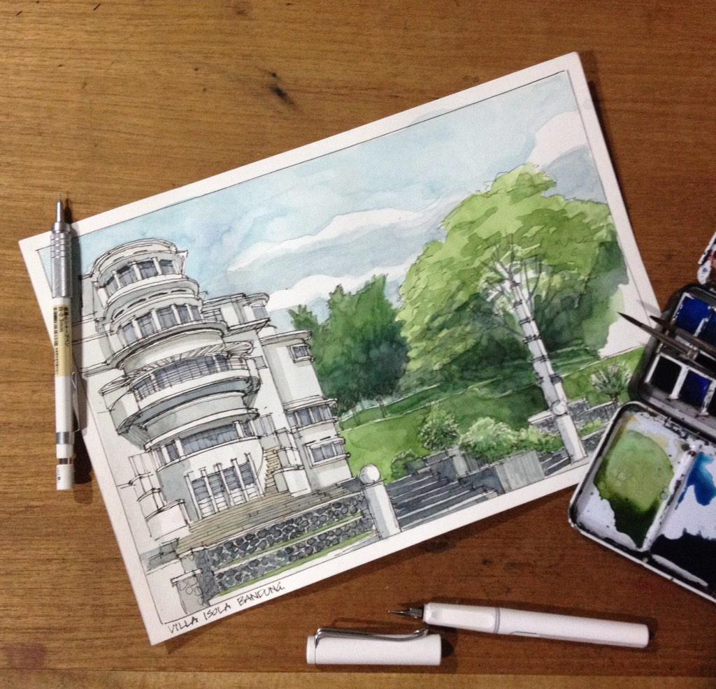 yandi_p's tweet photo. Sketsa Villa Isola di acara Bandung Sketch Walk http://t.co/tjxKwFGoFQ