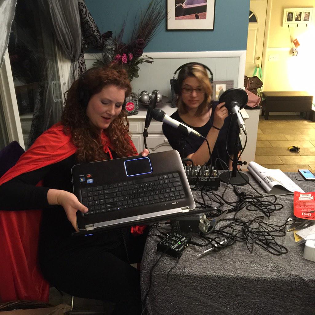 What goes where? Me and @KellyKranz getting some #podcast help from @RalphMRivera #superheromarketing