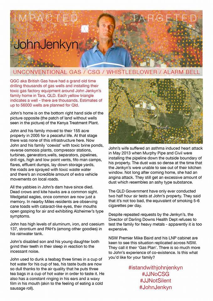 1EarthMedia's tweet image. Qld Gov MUST help people living in #CSG gas fields
@AnnastaciaMP @pwellingtonmp
#istandwithjohnjenkyn #qldpol #auspol
