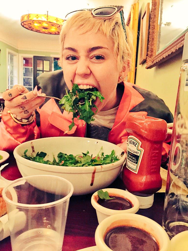 Image result for miley cyrus eating ketchup