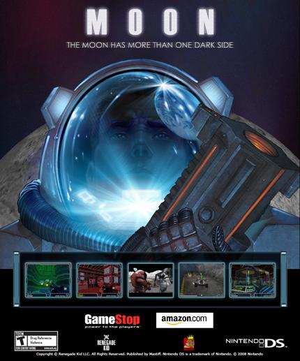 JoolsWatsham's tweet photo. "Moon" on the shelf prior to its release on the DS in 2009, and the original magazine ad. #moonchronicles http://t.co/fx96kgXe6k