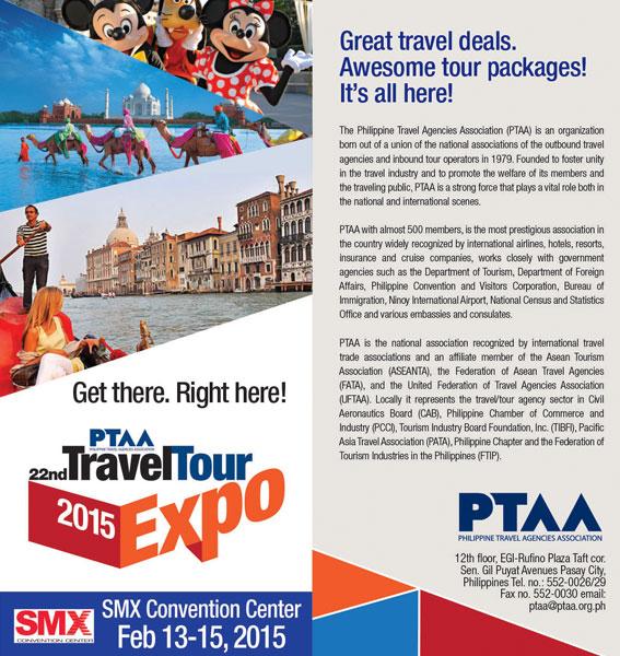 Be part of one of the most luxuriousTravel Tour Expo this 2015. Visit our booth #100 2nd floor of SMX Convention Ctr