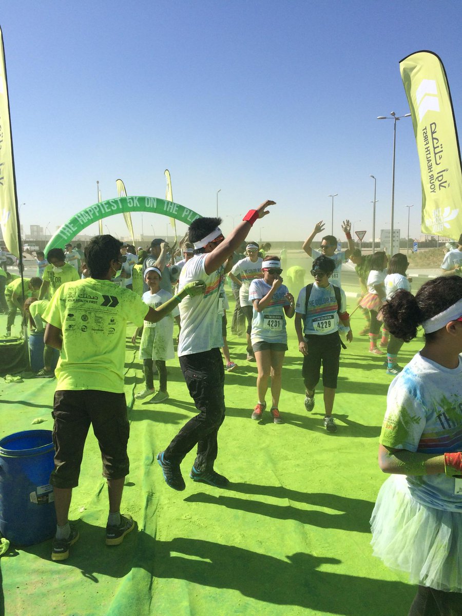 QF's tweet photo. Check out how runners are being showered with color every kilometer at #TheColorRunQA. #Qatar #Doha #QF #Health http://t.co/MjZishFcsE
