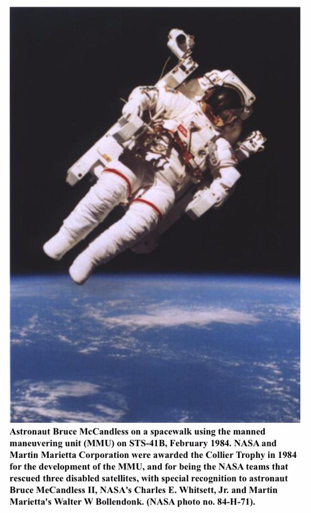 Spyder_Webb's tweet photo. #OnThisDay 7Feb1984 #BruceMcCandlessII makes 1st untethered spacewalk in #MannedManeuveringUnit (#MMU) during #STS41B http://t.co/nZFywx1Sqy