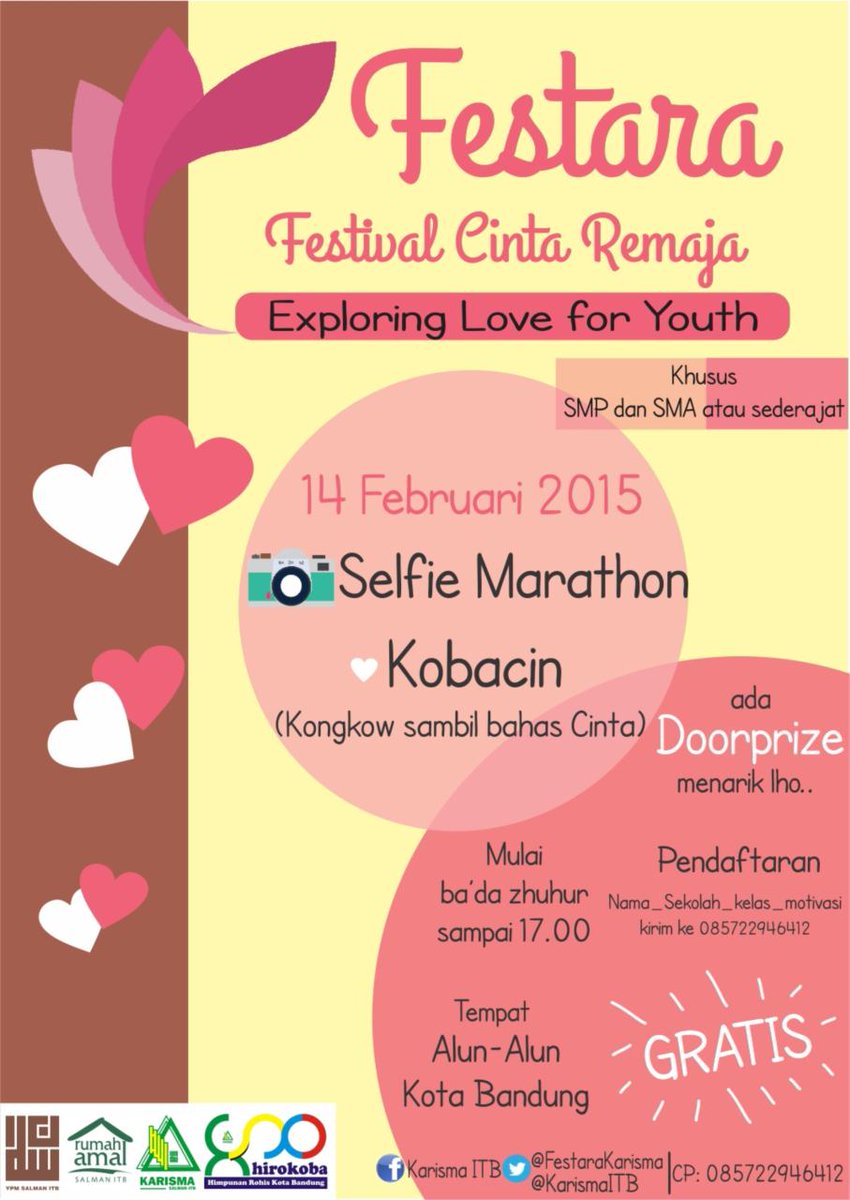 Karisma ITB proudly present Festival Cinta Remaja @ alun-alun bandung, 14 Februari 2015. Khusus pelajar SMP dan SMA.