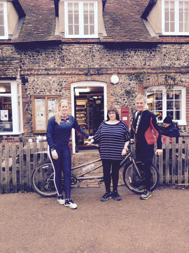SRMNetwork's tweet photo. So here we are with Ami from HambledenVilliageStore after a granola refuel on another #tademridelondon training ride http://t.co/jnRTxj5stM
