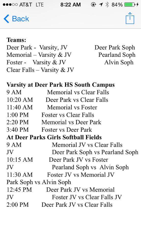 Foster takes on 3 scrimmages today in Deer Park. Here is the schedule for JV and Varsity! #FHSSTRONG