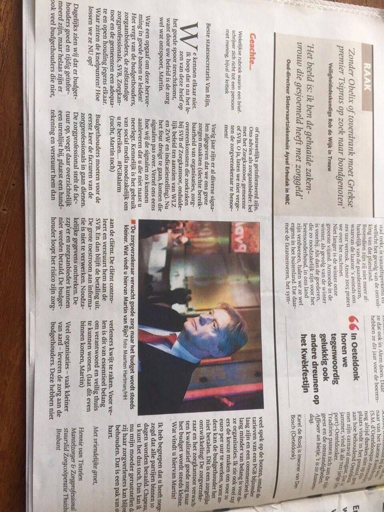 Open brief <a href="/mjrijn/">Martin van Rijn</a> over #pgb in het #brabantsdagblad. #zorg #pgbalarm <a href="/bddenbosch/">Brabants Dagblad</a>