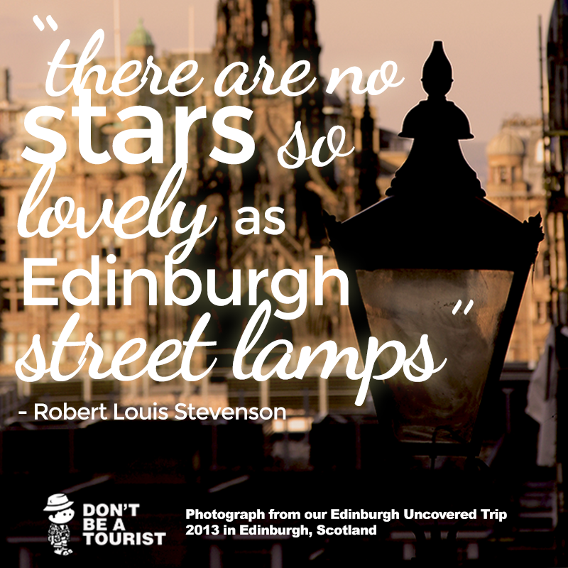 dontbeatourist's tweet photo. Quote: "there are no stars so lovely as #Edinburgh street lamps" - Robert Louis Stevenson #Quote #DontBeATourist http://t.co/ExlZ7TyL5o