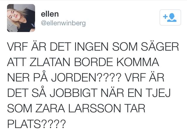 QuangNguyenn's tweet photo. Årets konstigaste tweet går till tjejen som jämför Zlatan med Zara Larsson. http://t.co/ARXIvWnbs7
