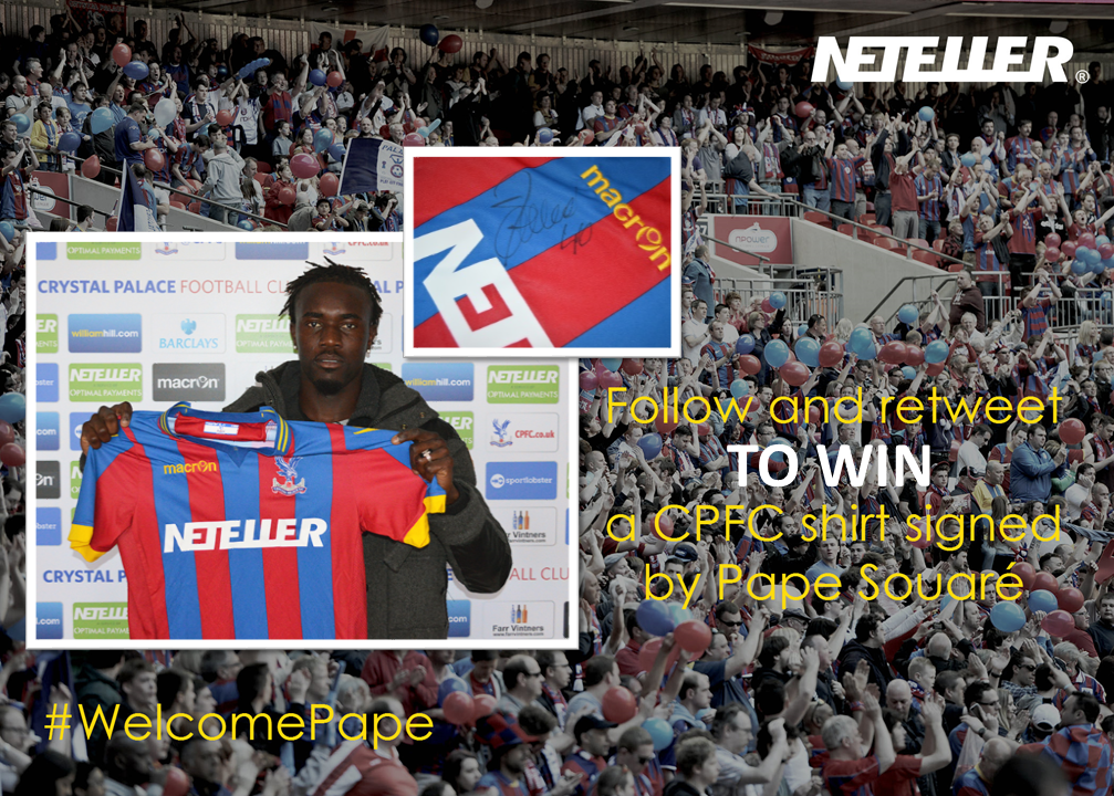 NETELLER's tweet photo. Follow @NETELLER & RT #WelcomePape for chance to win a #CPFC shirt signed by #Senegal defender Pape Souaré http://t.co/dnP5sCTrKI