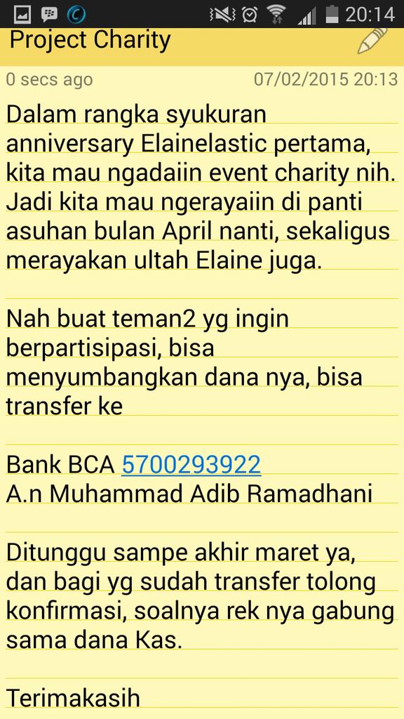 Elainelastic's tweet photo. Malam, jadi pengumumannya adalah ini.... #Gentiga http://t.co/xOfqUdY8kN