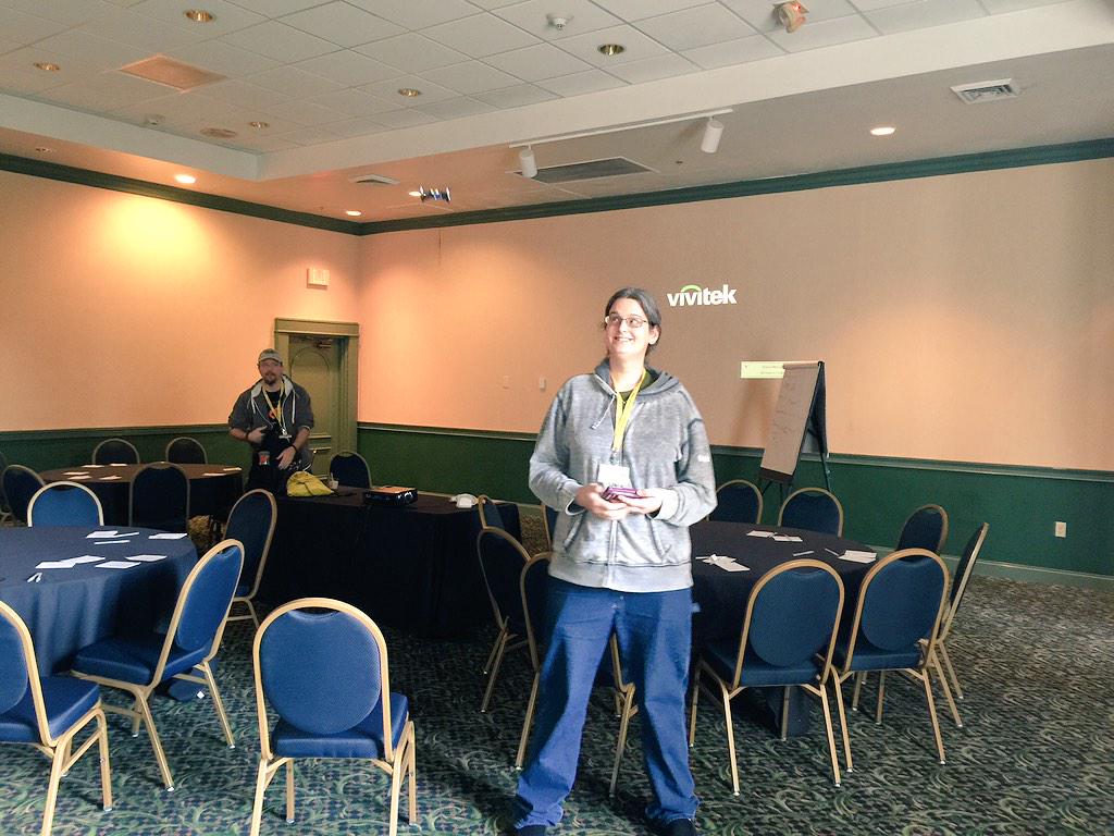 7php's tweet image. Sara and her small #drone at #phpjeopardy @SaraMG #ssp15