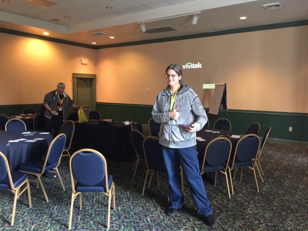 7php's tweet image. Sara and her small #drone at #phpjeopardy @SaraMG #ssp15