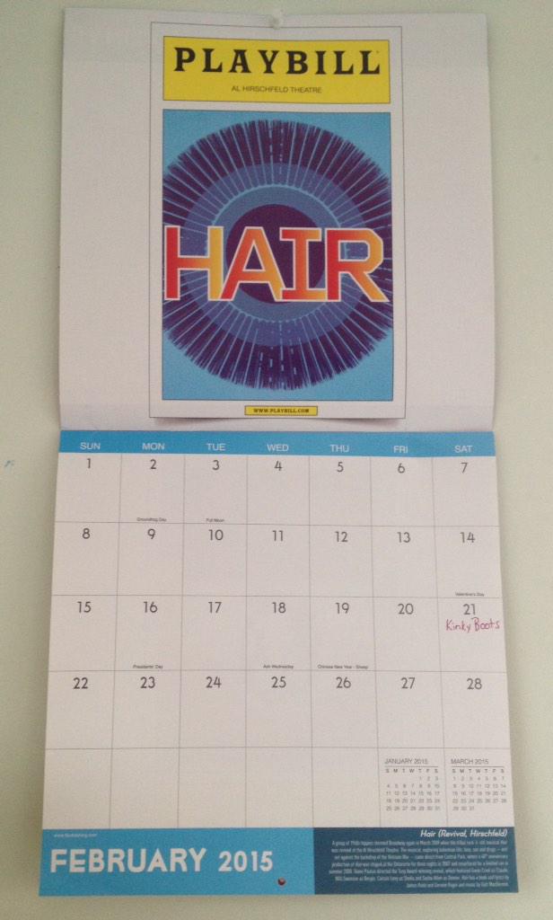 jen_bugs's tweet photo. Playbill of the Month is *drumroll please* HAIR! #BwayCalendar 😎 http://t.co/M7H4bcZGWi