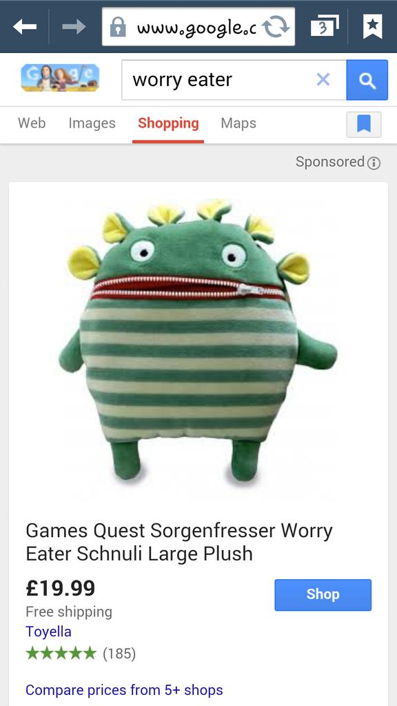 TheDailyQuibble's tweet image. I want a worry eater. These should not just be advertised for children. Adult need these too.