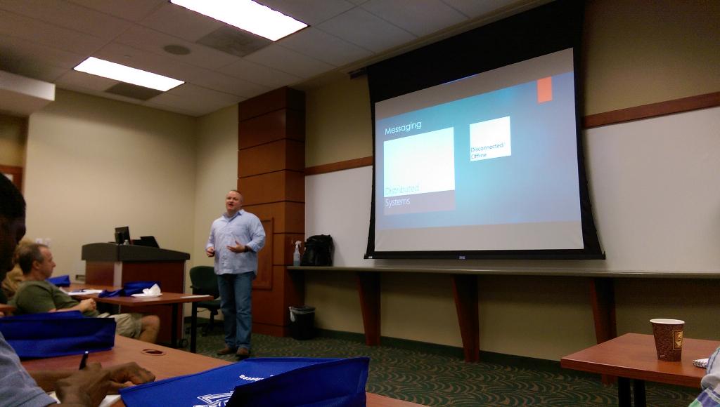 stanschultes's tweet image. @BayerWhite talking Azure Service Bus at SFL CodeCamp. #sflcc