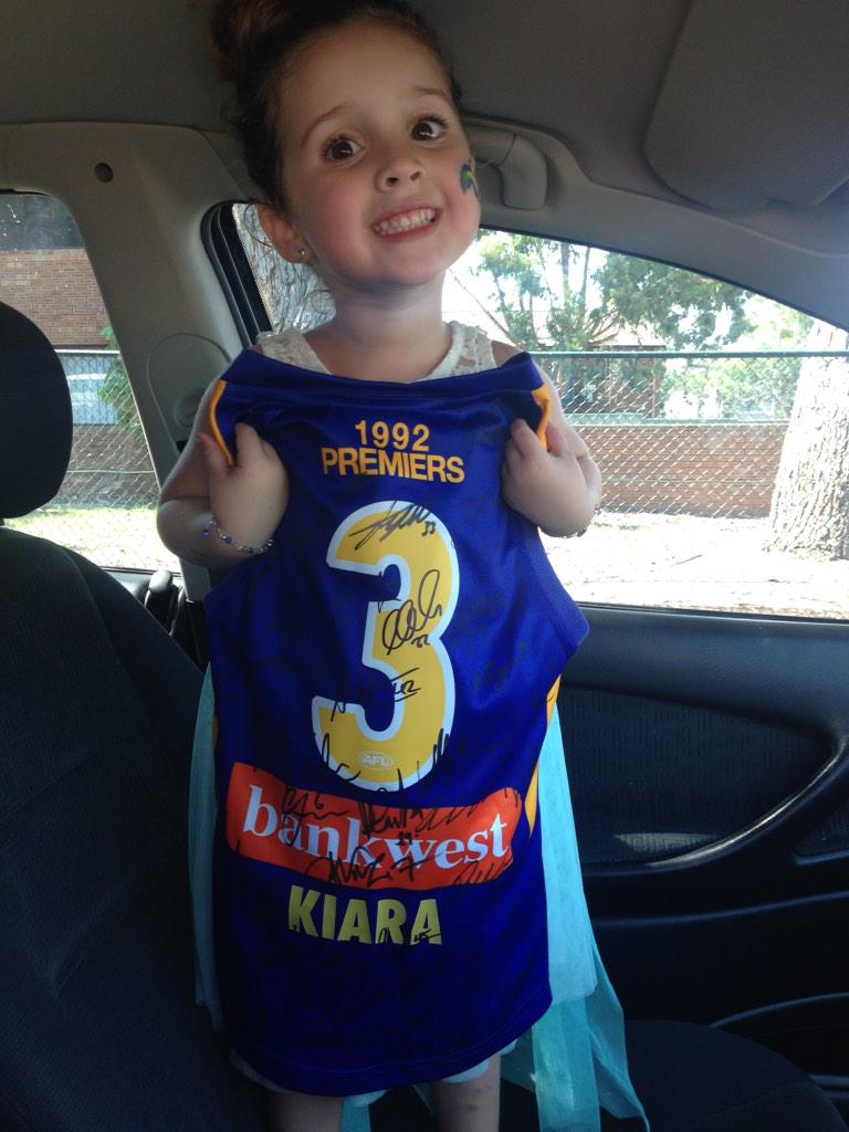 CossiGirl's tweet photo. #WCEfanday 😃😊 One Happy Girl - Just 3 signatures to go! @WestCoastEagles love this day every year! Pumped for 2015 http://t.co/cv7yzH0hkv
