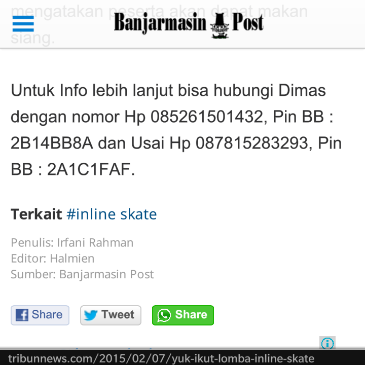 Buruan daftarkan diri di "Banjarmasin Inline Skate Open 2015" <a href="/bjmUpdate/">#BanjarmasinINFO</a> <a href="/BuhanBanjar/">Bubuhan Banjarmasin</a> @kabar_banjar