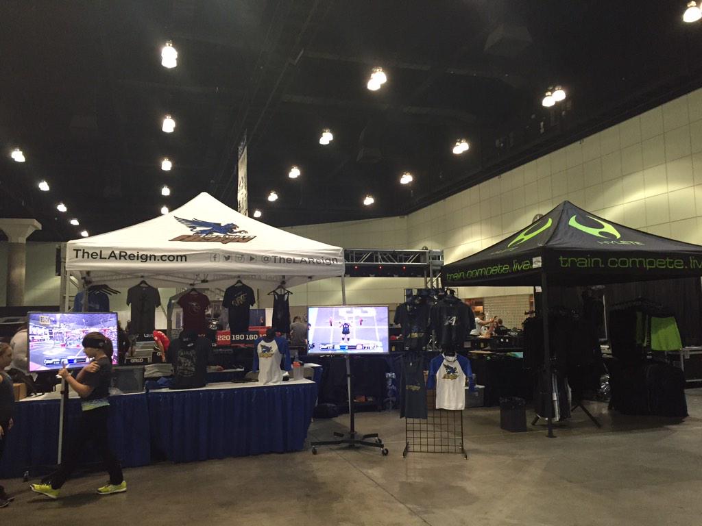 TheGridLeague's tweet image. You can get your #LAProDay swag at @TheLAReign booth and @trainHYLETE is here, too. #GetYourGridOn