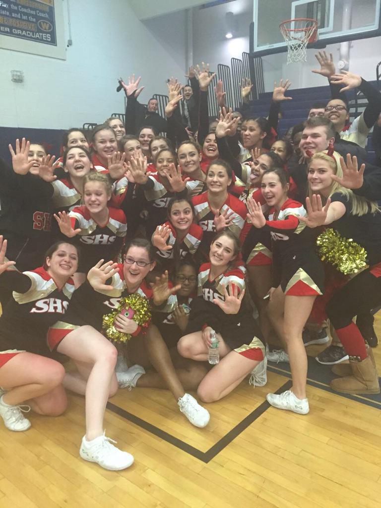 SHSVCHEER's tweet photo. Great job today girls! 5 out of 14 is amazing and the best shs has ever done! So proud of each and everyone of u ❤️💛 http://t.co/VHViYsEGpK