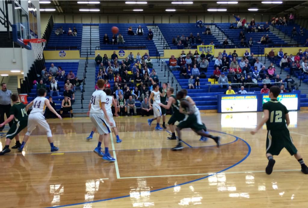 GHSWoodmen's tweet photo. TJ Bass with a made jumper vs Greenfield-Central. JV down in 3rd 23-14. http://t.co/eEQXxx0Gjw